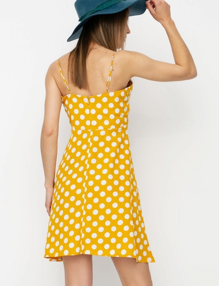 Volcom Retro Yellow Polka Dot Dress - Picture 4 of 16